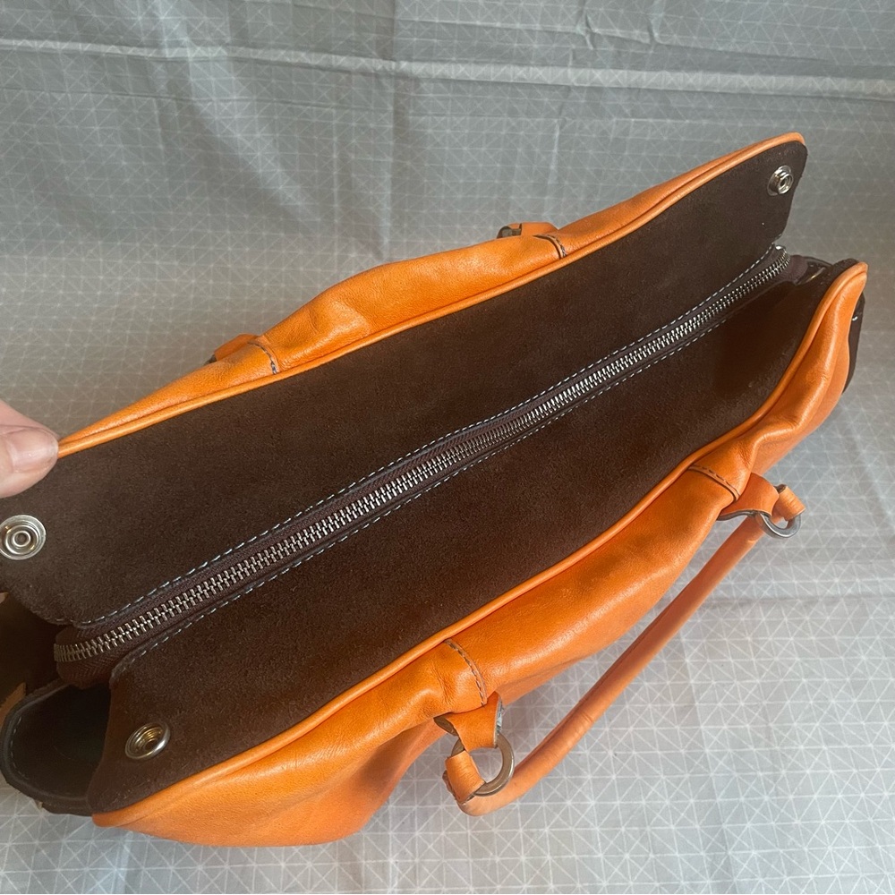 GABS Italian Leather Convertible Tote Orange Teal - Picture 9 of 14